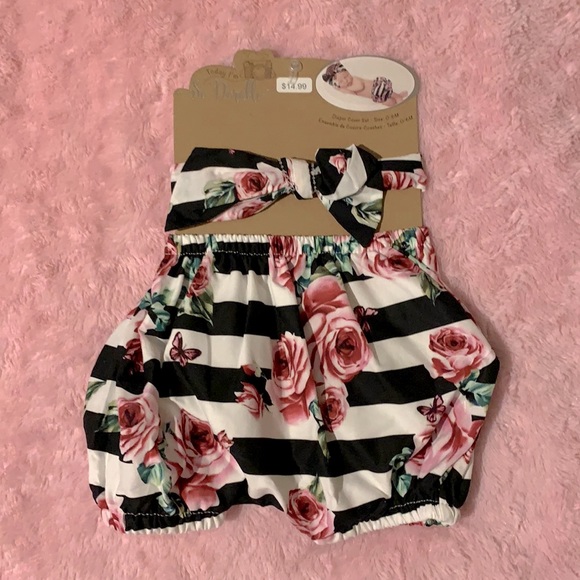 Baby Diaper Cover Set Girls black & white - Picture 1 of 3